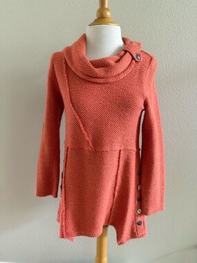 Soft Surroundings Sweater SZ PS Breakwater Tunic Knit Cowl Neck Burnt Orange